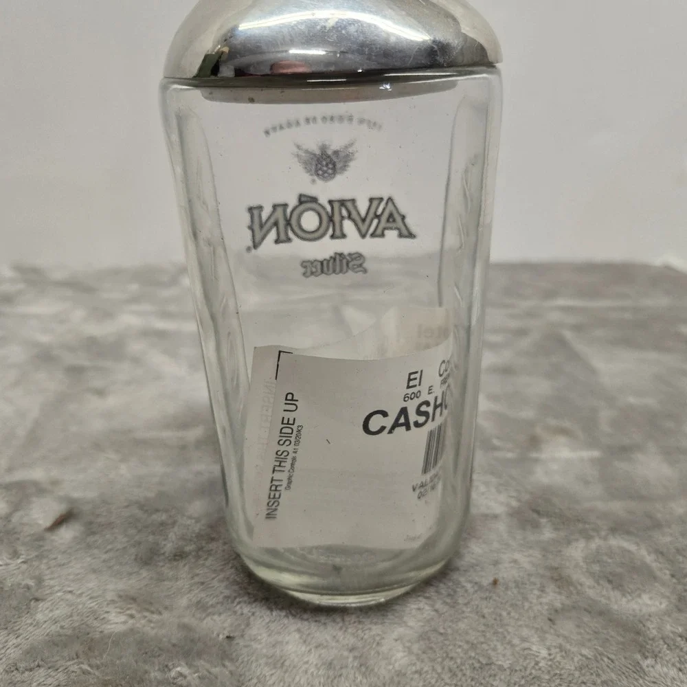 Avion Silver Tequila Glass Bottle Cocktail Shaker Stainless Steel Lid Barware